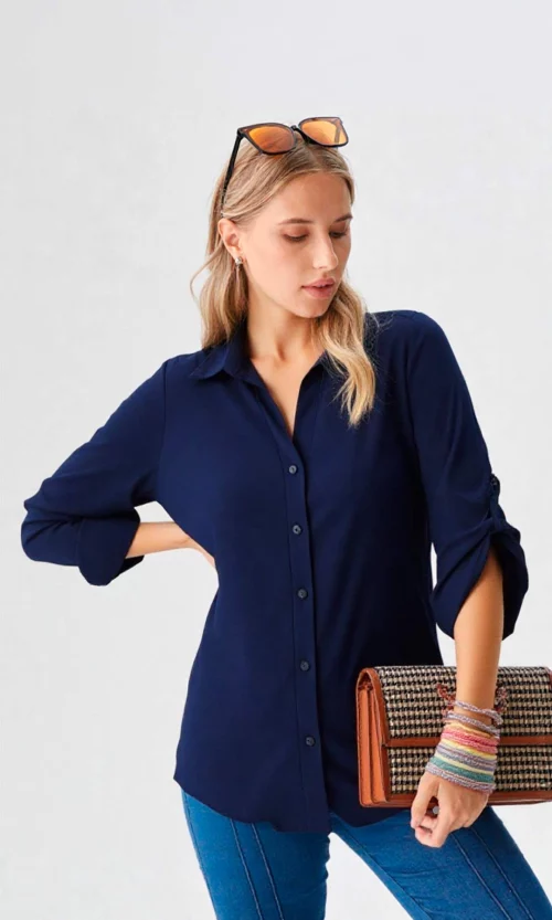 Blusa mujer manga 3/4 unicolor