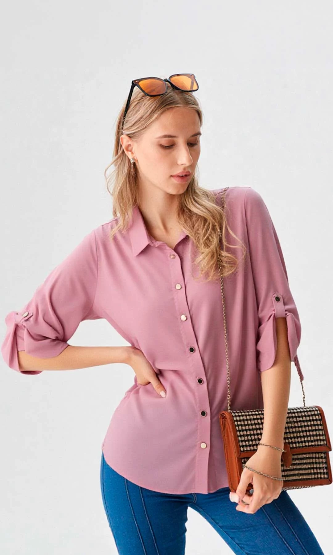 Blusa mujer manga 3/4 unicolor - Imagen 13