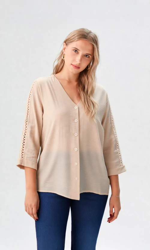 Blusa mujer manga 3/4 unicolor