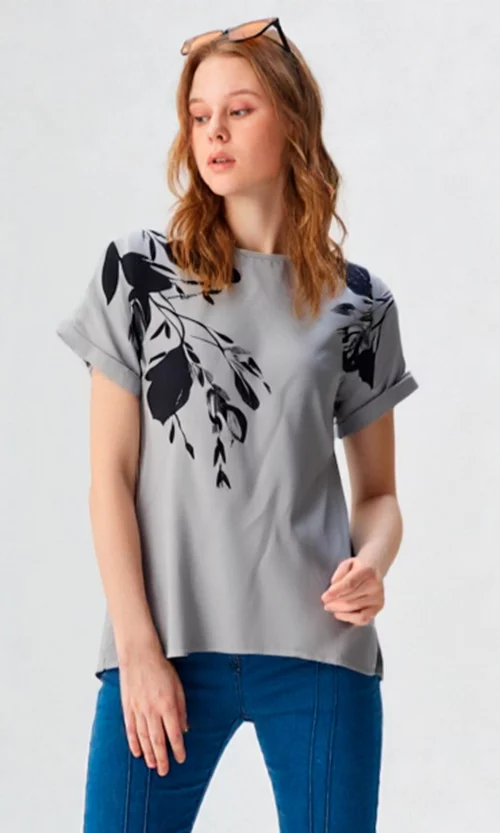 Blusa mujer manga corta estampada