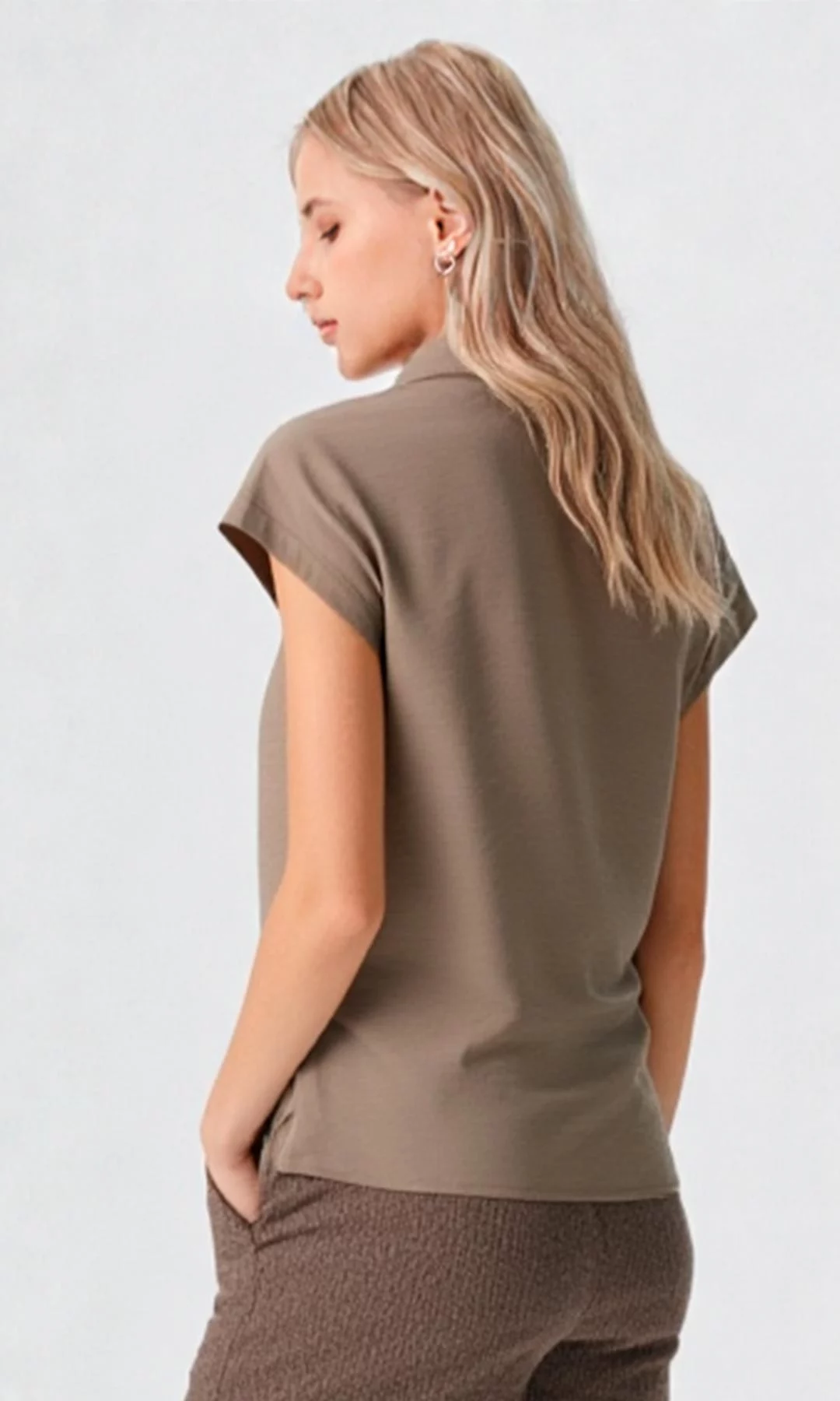 Blusa mujer manga corta unicolor - Imagen 7