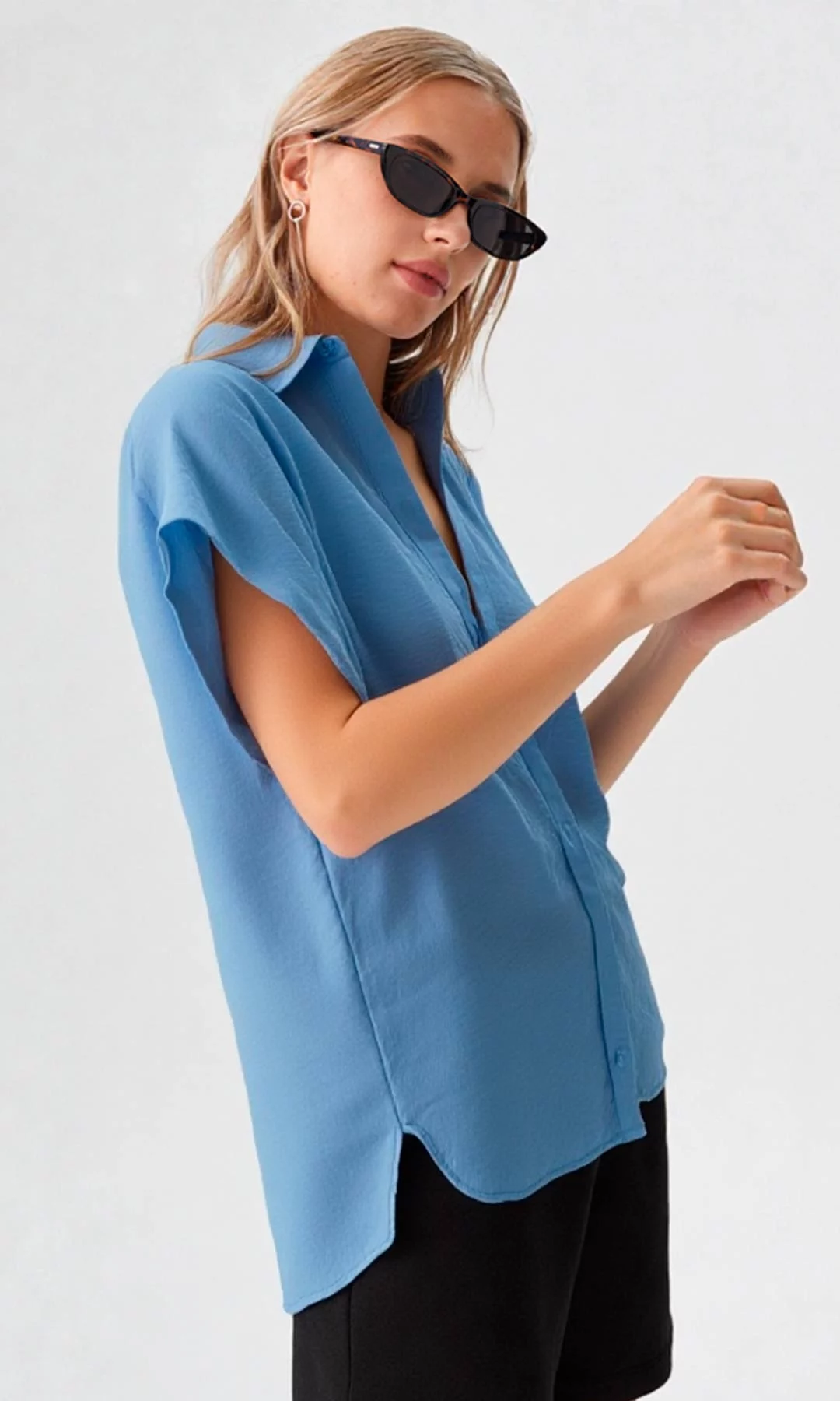 Blusa mujer manga corta unicolor - Imagen 5
