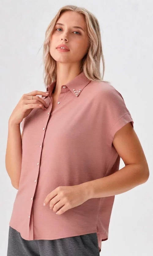 Blusa mujer manga corta unicolor