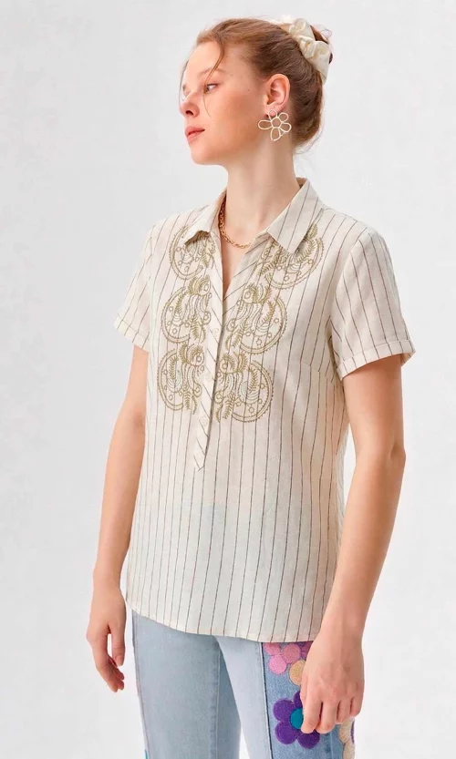 Blusa mujer manga corta rayas