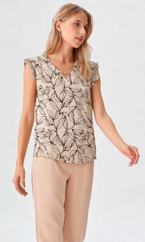 Blusa mujer manga sisa estampada