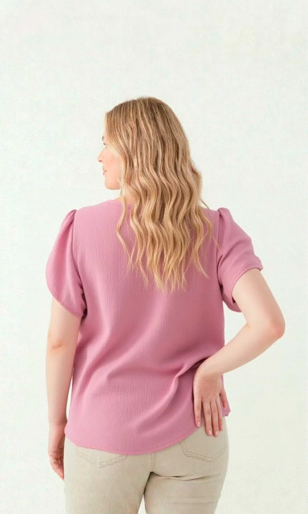 Blusa mujer manga corta unicolor - Imagen 7