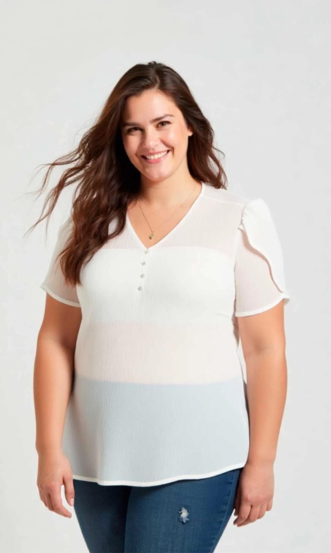Blusa mujer manga corta unicolor - Imagen 4