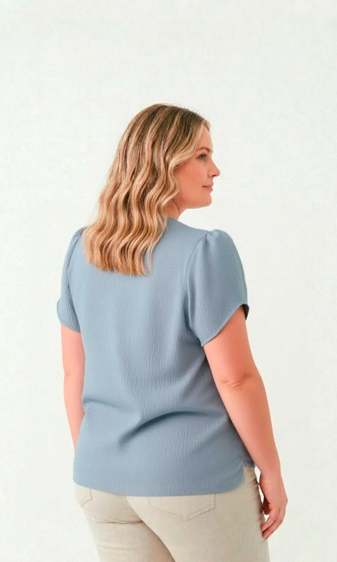 Blusa mujer manga corta unicolor - Imagen 3