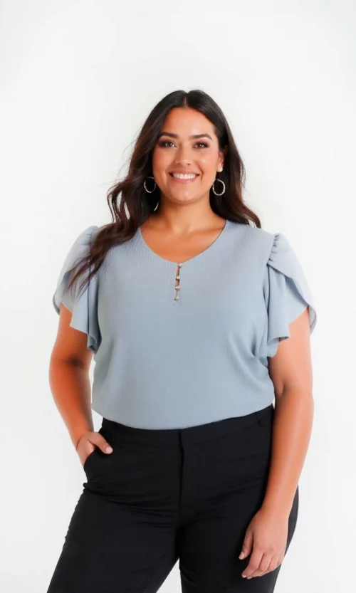 Blusa mujer manga corta unicolor