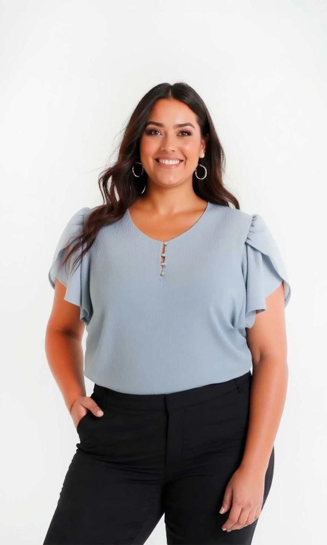 Blusa mujer manga corta unicolor