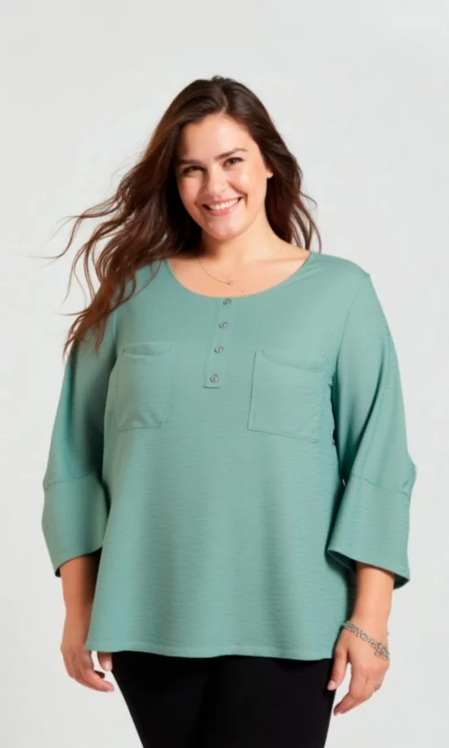 Blusa mujer manga 3/4 unicolor