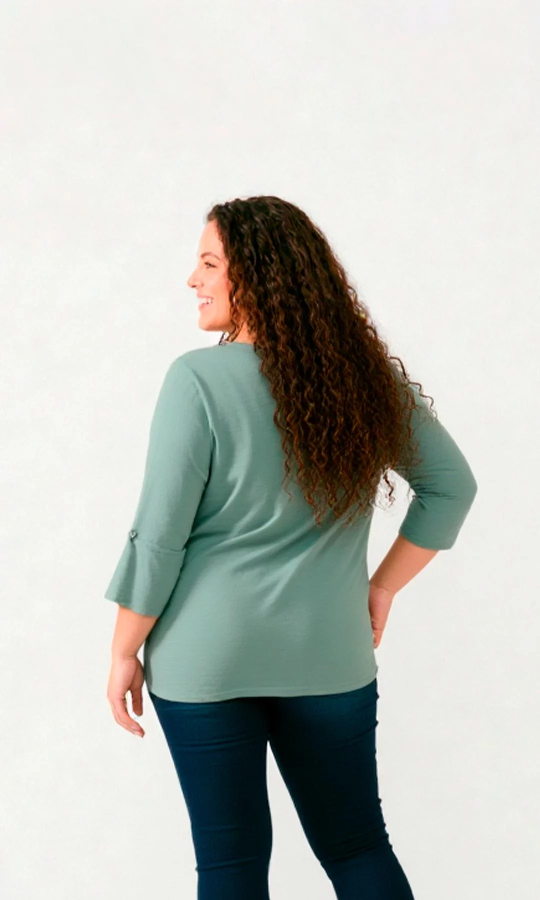 Blusa mujer manga 3/4 unicolor - Imagen 3