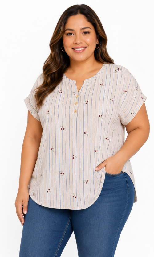 Blusa mujer manga corta rayas