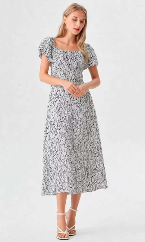 Vestido mujer manga corta estampado