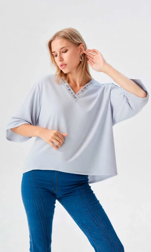 Blusa mujer manga 3/4 unicolor