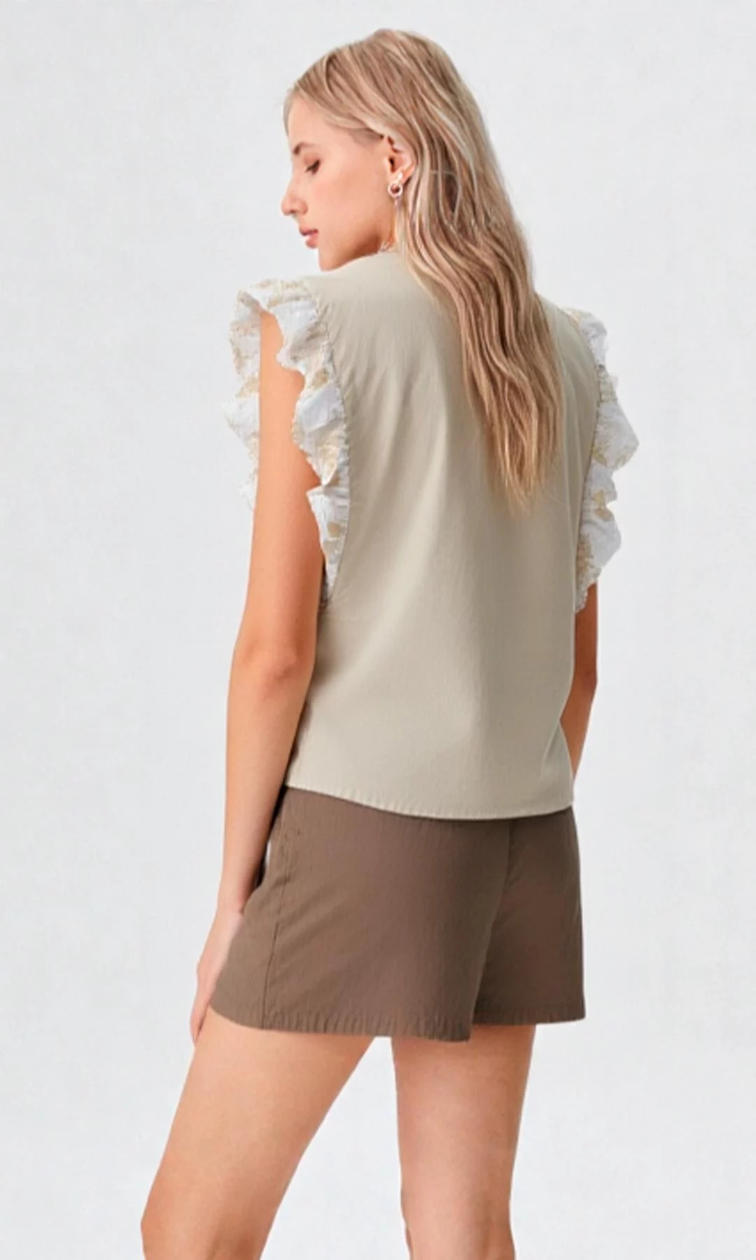 Blusa mujer manga sisa unicolor - Imagen 3