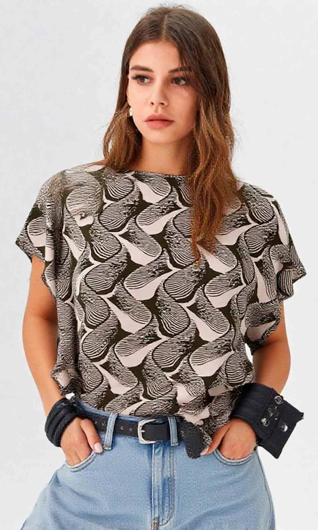 Camiseta mujer manga corta estampada