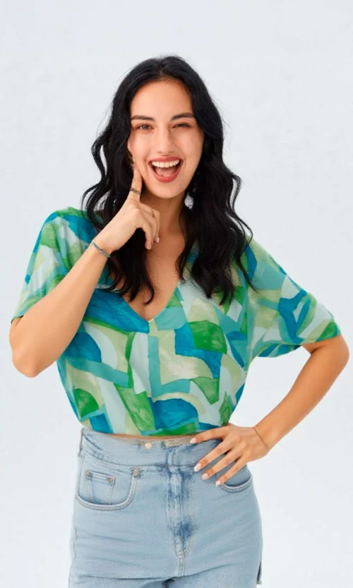 Camiseta mujer manga corta estampada