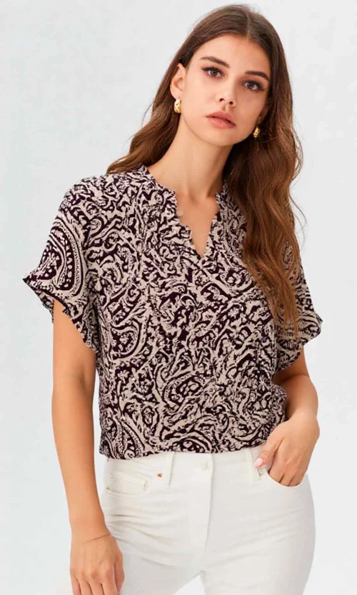Blusa mujer manga corta estampada