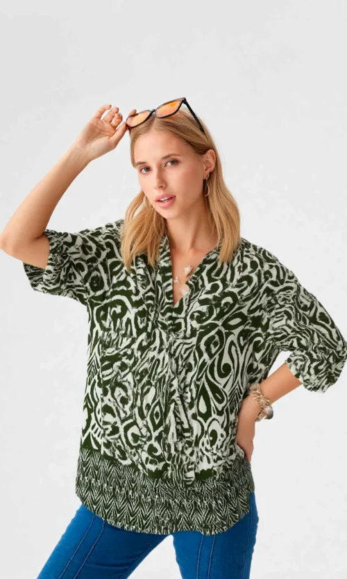 Blusa mujer manga 3/4 estampada