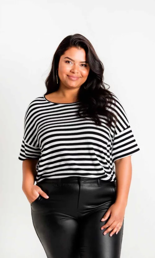 Camiseta mujer manga corta rayas