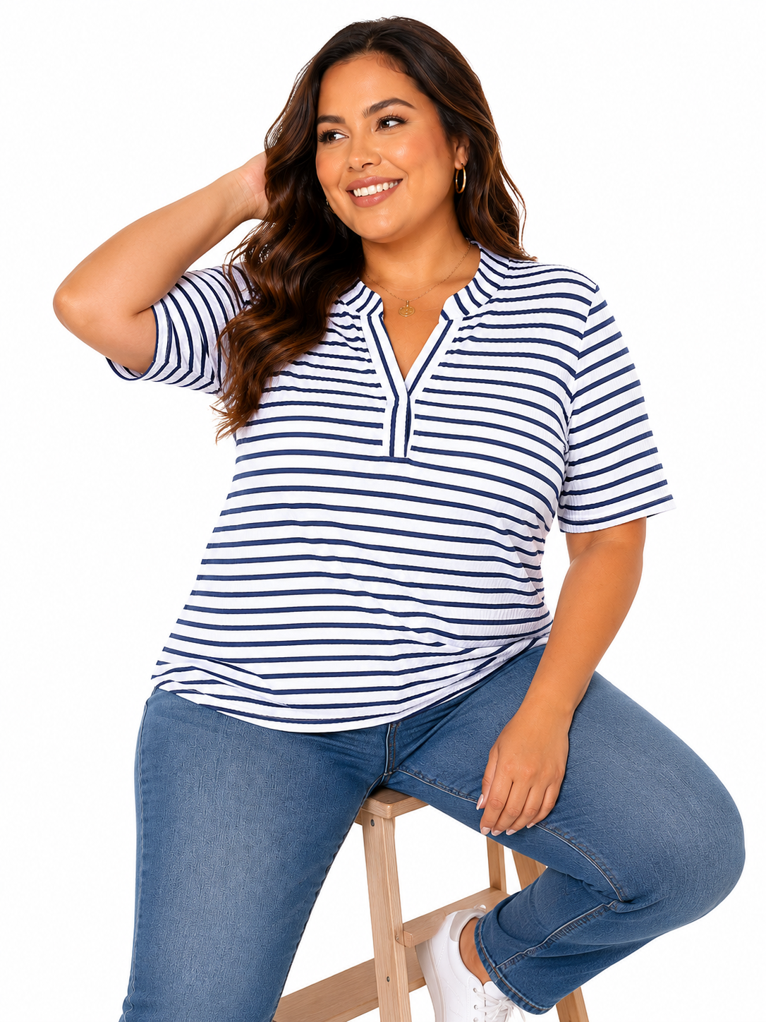Camiseta mujer manga 3/4 rayas