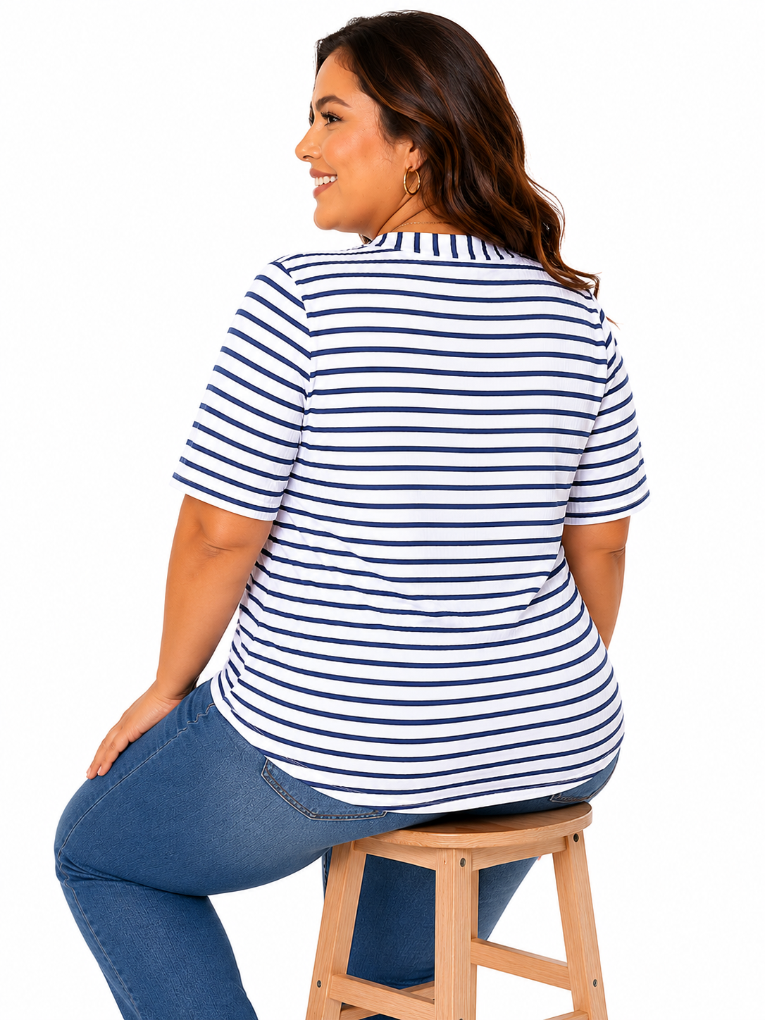 Camiseta mujer manga 3/4 rayas - Imagen 3