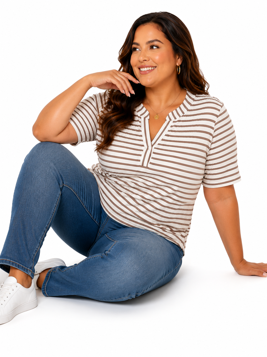 Camiseta mujer manga 3/4 rayas - Imagen 4