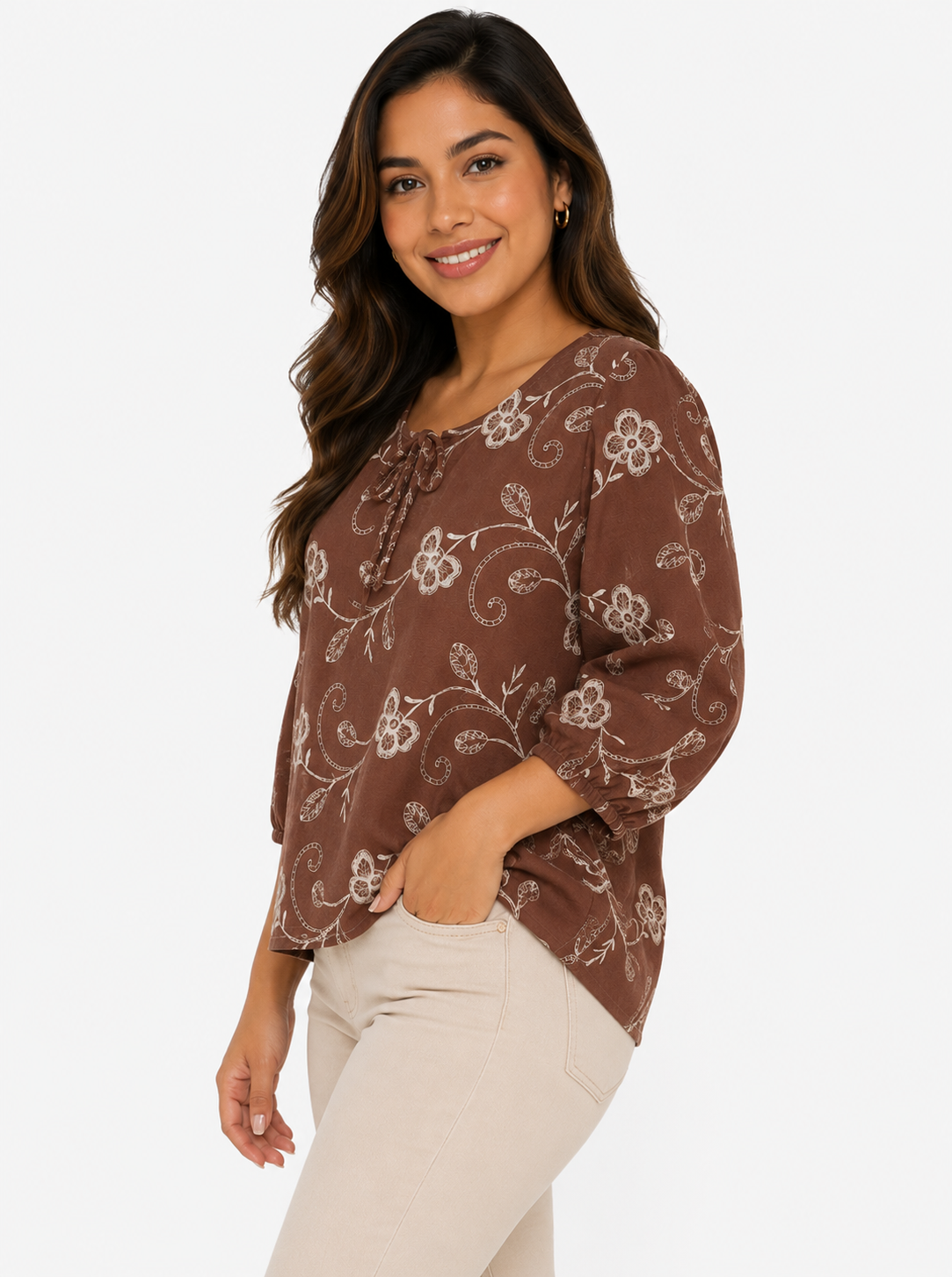 Blusa mujer manga 3/4 estampada - Imagen 2