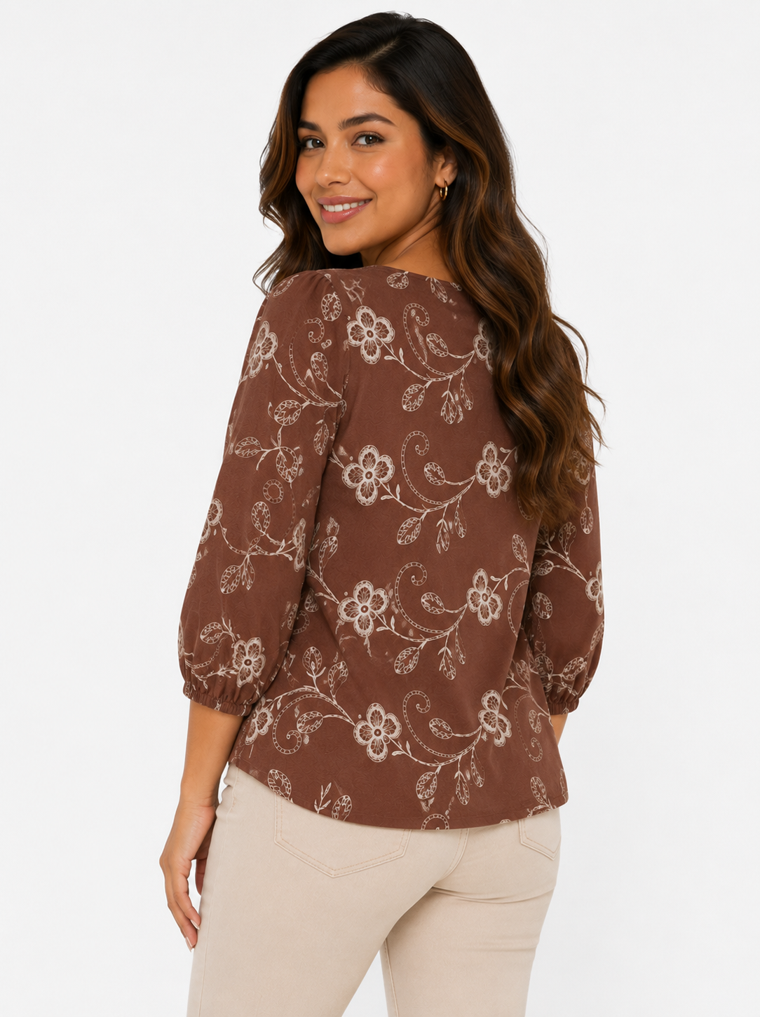 Blusa mujer manga 3/4 estampada - Imagen 3
