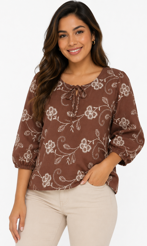 Blusa mujer manga 3/4 estampada