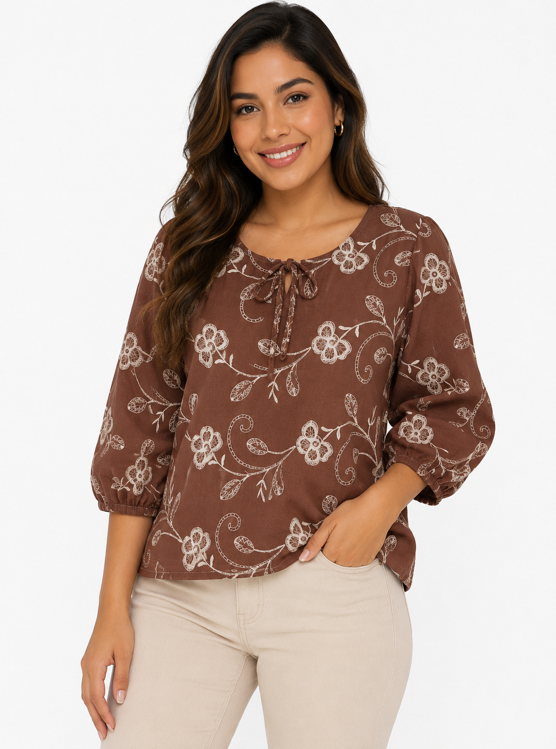 Blusa mujer manga 3/4 estampada