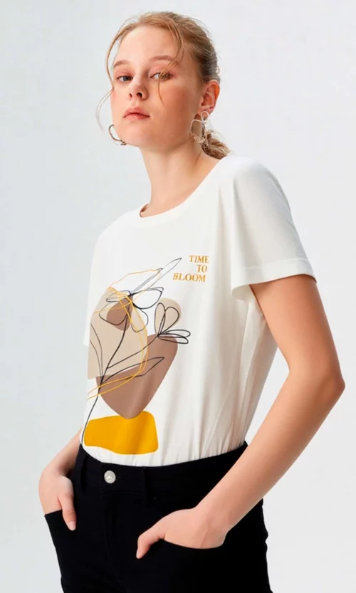 Camiseta mujer manga corta estampada