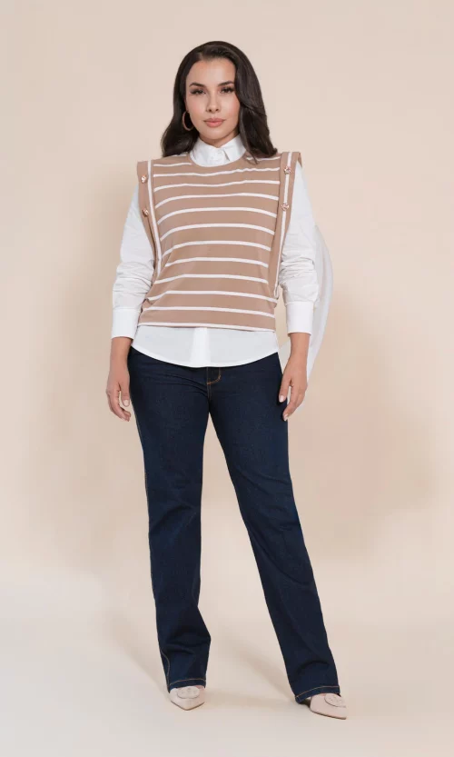 Camiseta mujer manga corta rayas