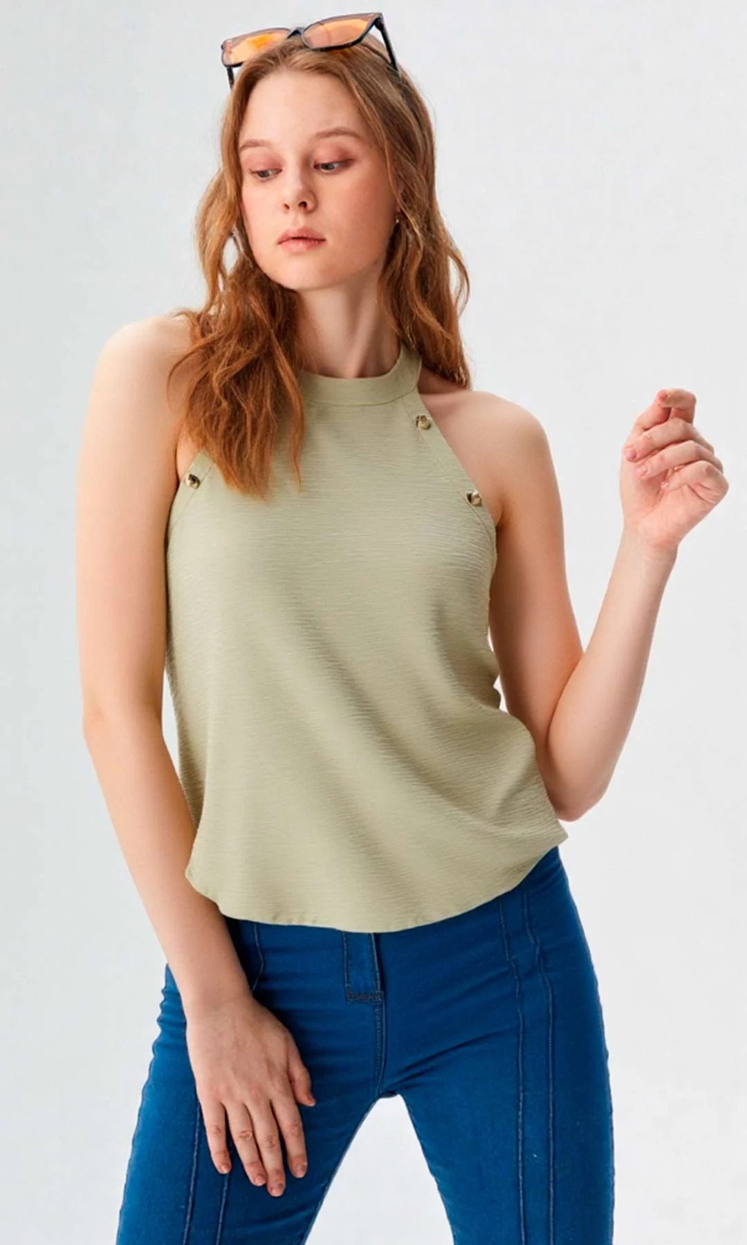 Blusa mujer manga sisa unicolor - Imagen 6