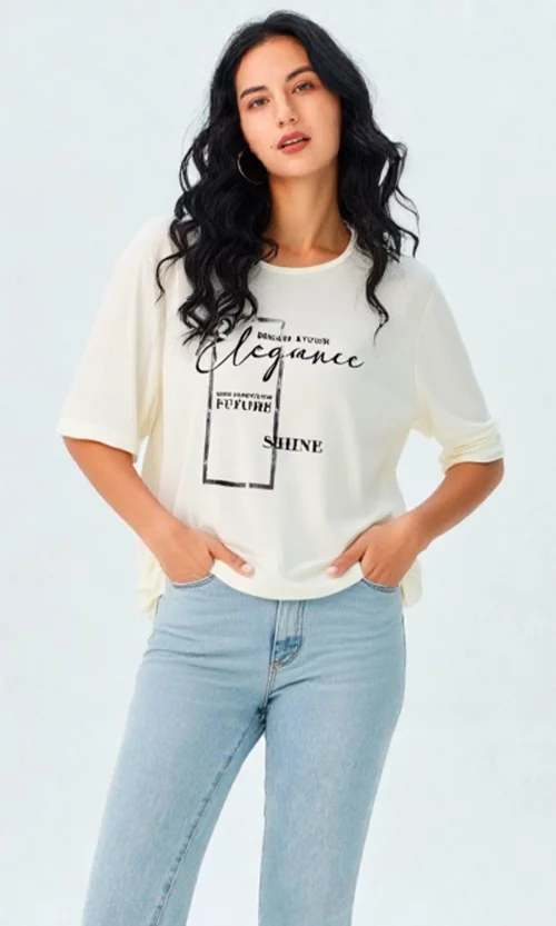 Camiseta mujer manga corta estampada