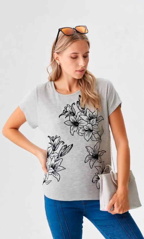 Camiseta mujer manga corta estampada