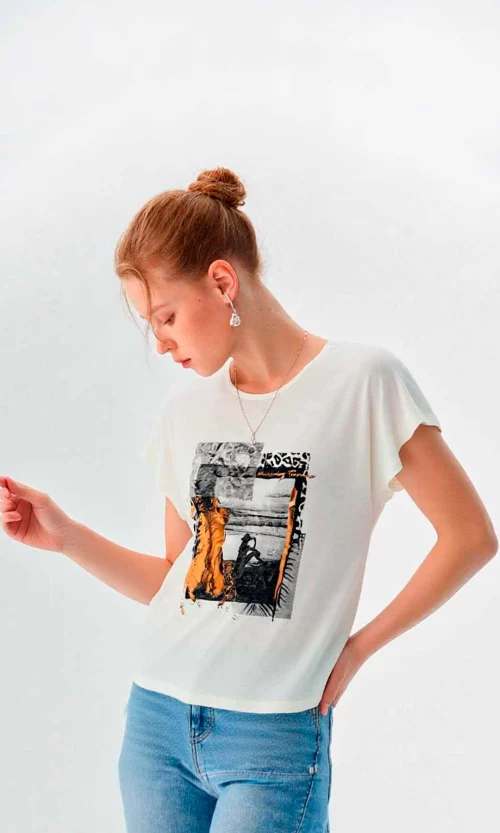 Camiseta mujer manga corta estampada