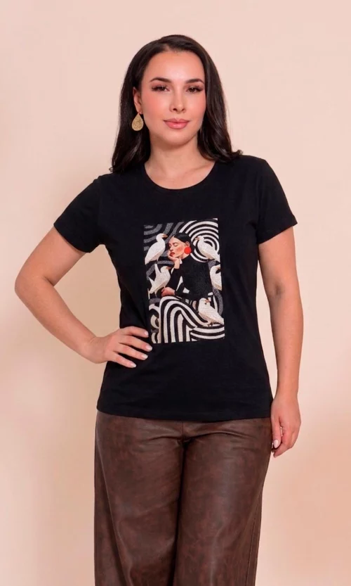 Camiseta mujer manga corta estampada