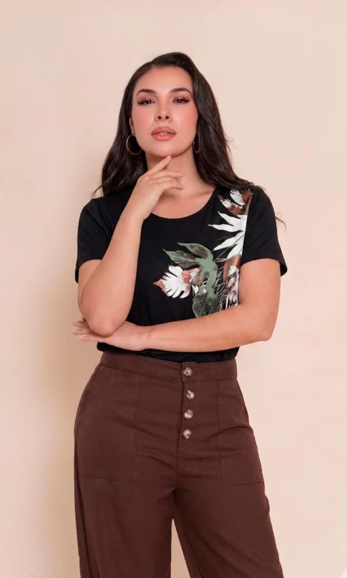Camiseta mujer manga corta estampada