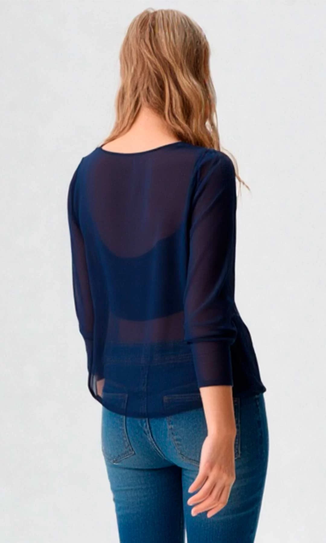 Blusa mujer manga 3/4 unicolor - Imagen 5