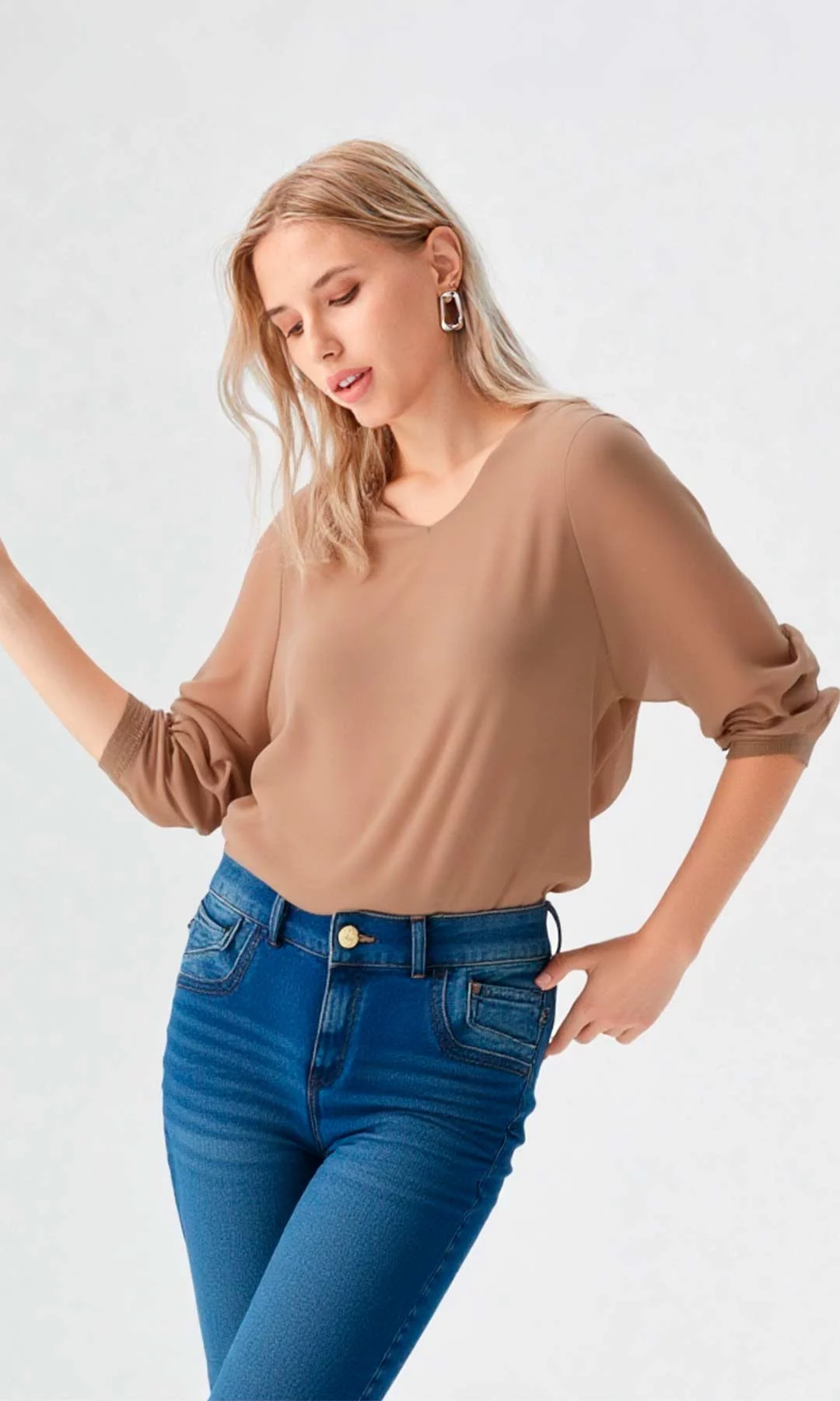 Blusa mujer manga 3/4 unicolor - Imagen 6