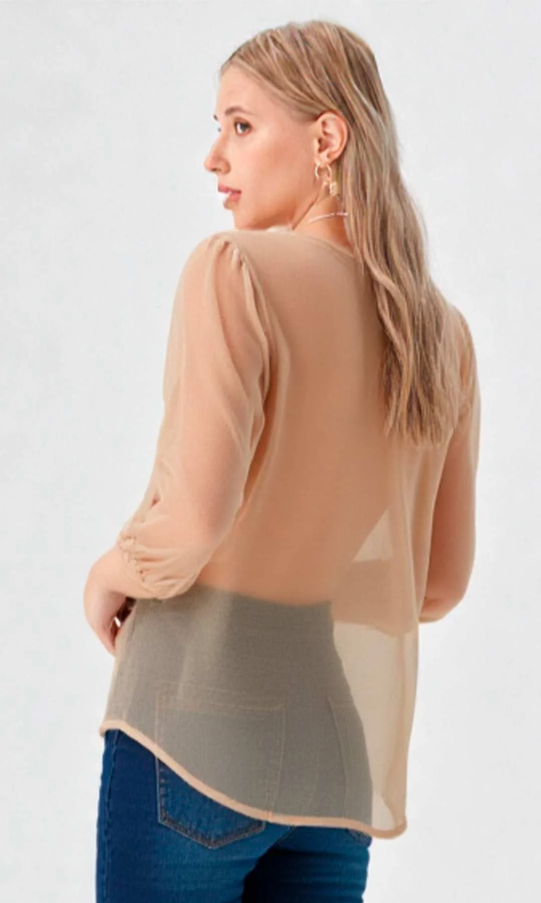 Blusa mujer manga 3/4 unicolor - Imagen 7