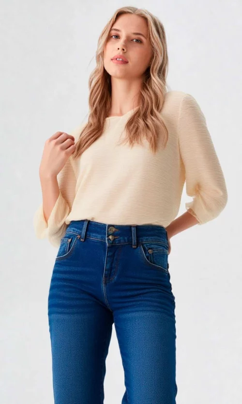 Blusa mujer manga 3/4 unicolor