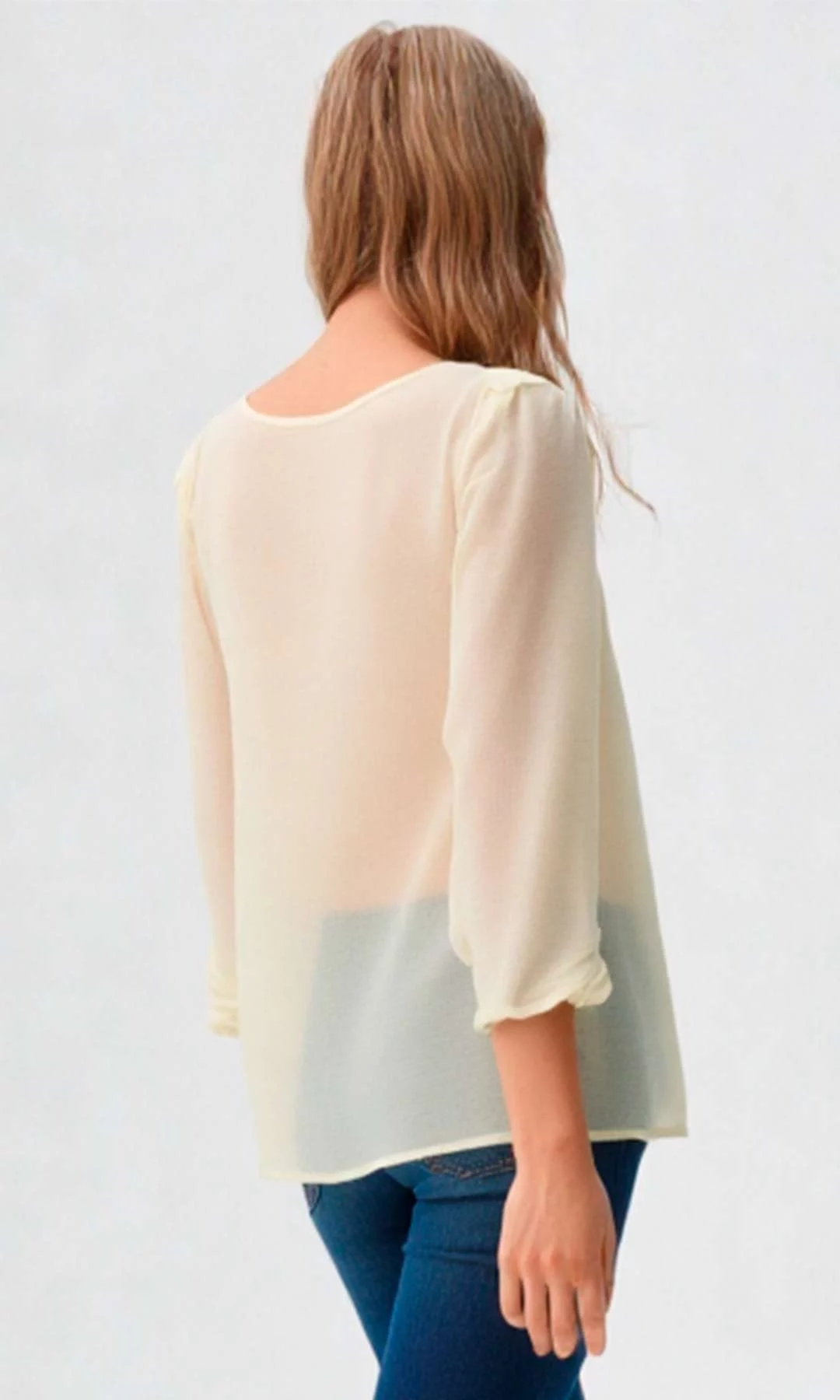 Blusa mujer manga 3/4 unicolor - Imagen 3