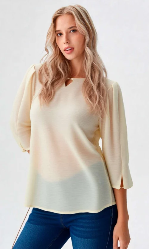 Blusa mujer manga 3/4 unicolor
