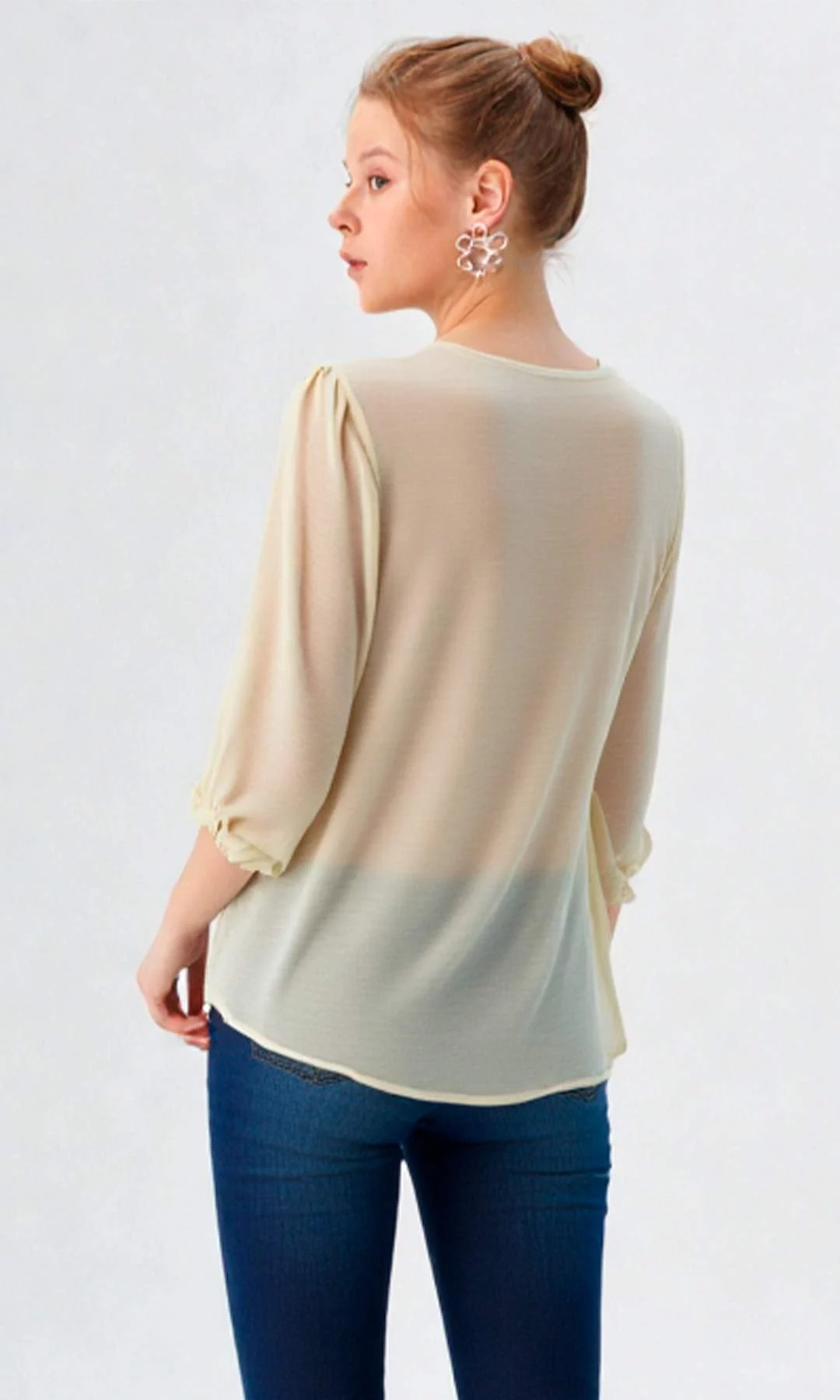 Blusa mujer manga 3/4 unicolor - Imagen 3