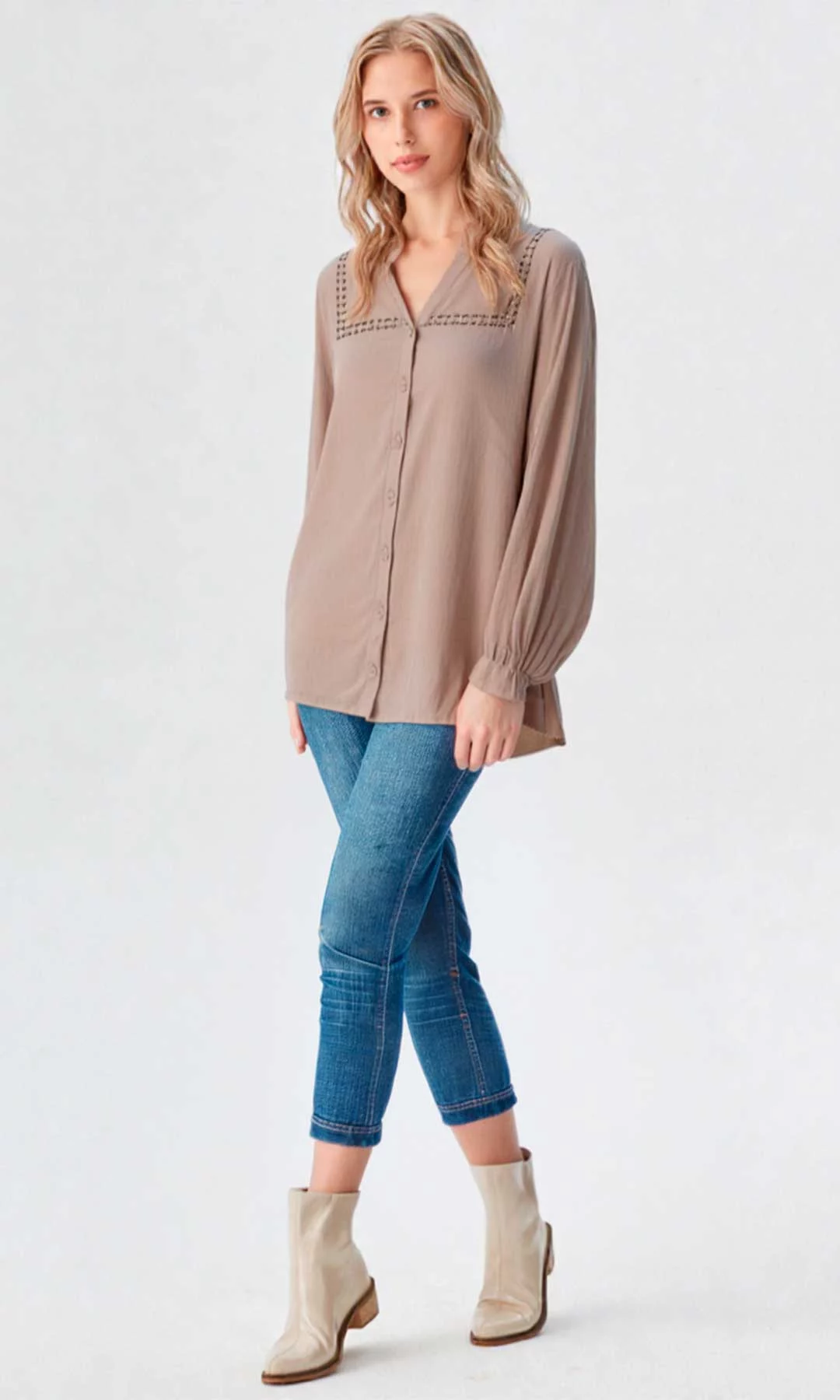 Blusa mujer manga 3/4 unicolor - Imagen 4