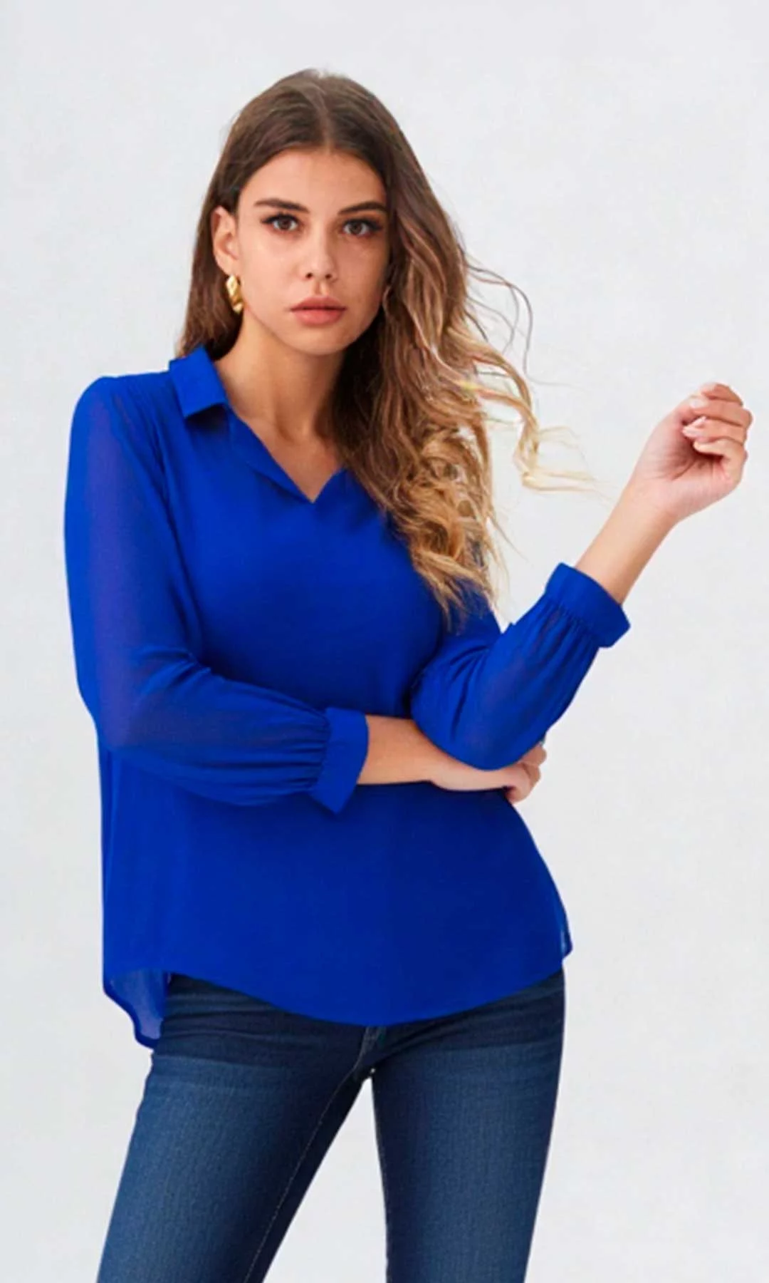 Blusa mujer manga 3/4 unicolor - Imagen 6