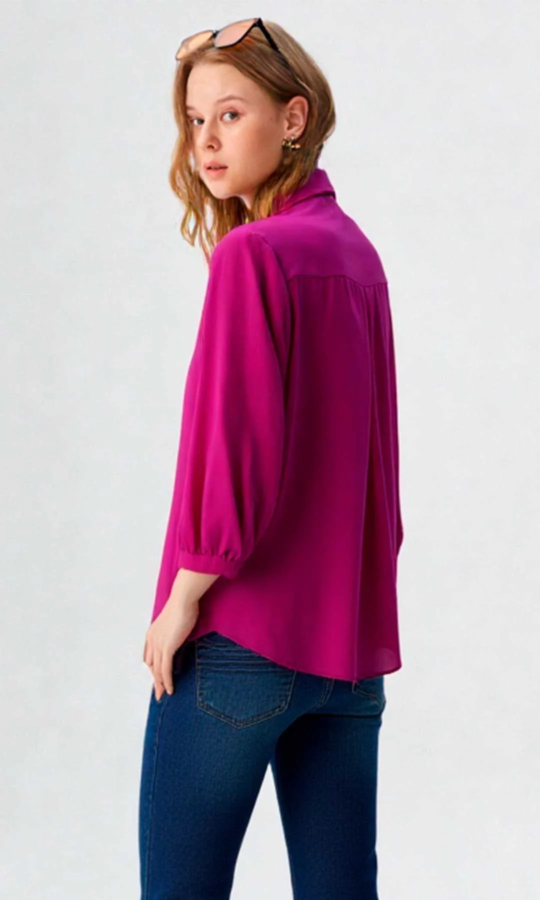 Blusa mujer manga 3/4 unicolor - Imagen 3